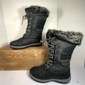 Tamarack Waterproof Snow Boots Women SZ 9 Faux Fur Lace Up Winter Warm Cabincore